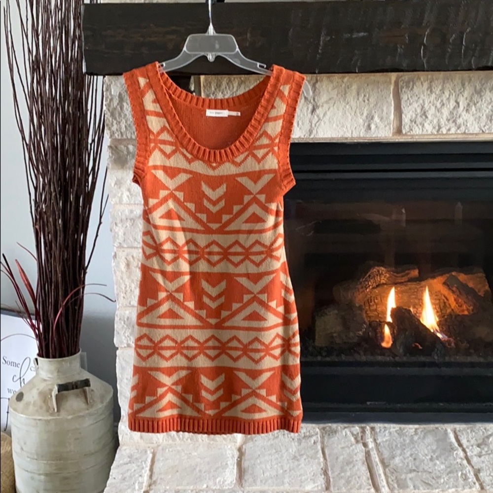 Burnt orange sleeveless sweater dress
